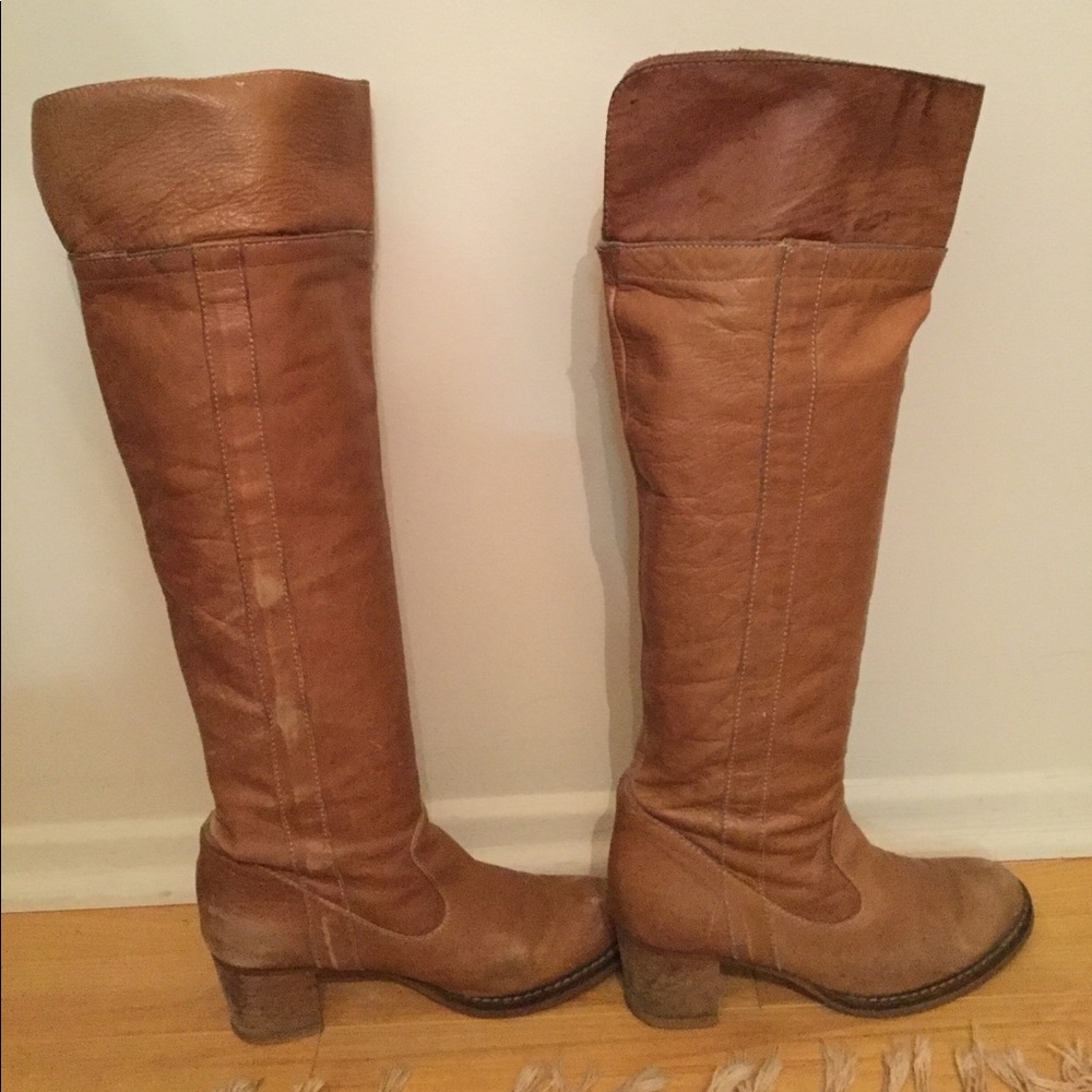 Zara above the knee leather boots US 7.5